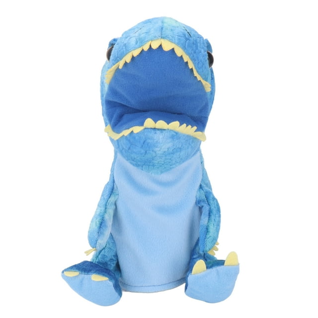 Plush Dinosaur Hand Toy, Soft Dinosaur Hand Toy Teaching Colorful Multi Function Collectible For Preschool Green,Brown,Blue