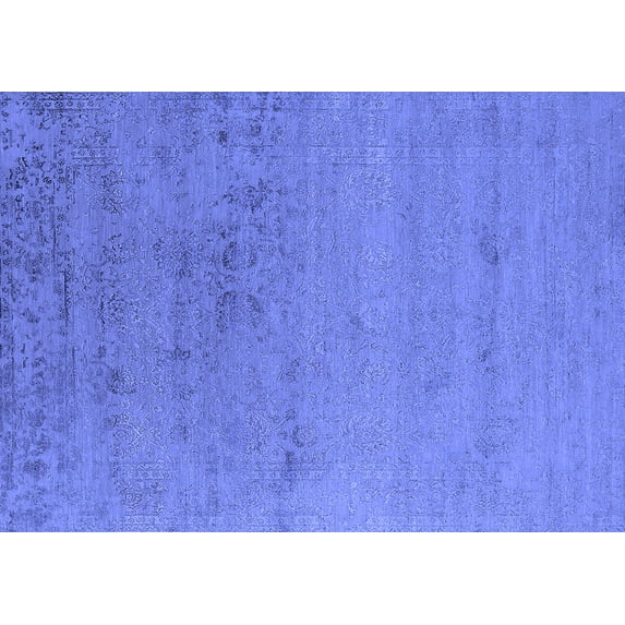 Ahgly Company Machine Washable Indoor Rectangle Oriental Blue Industrial Area Rugs, 3' x 5'