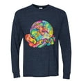 thumbnail image 2 of Wild Bobby Rainbow Painted I've Got The Whole World Dean Russo Design Inspirational/Christian Men Long Sleeve Shirt, Vintage Heather Navy, Small, 2 of 6