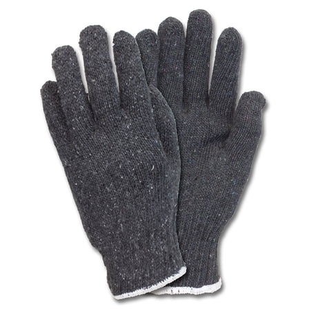 Safety Zone® String Knit Cotton/Polyester Medium Weight Gloves, Gray Mens - Bag of 12 Pairs