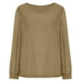 thumbnail image 2 of KIHOUT Women's Patchwork Long Sleeve Top Striped Casual Loose Shirt T-Shirt, 2 of 5