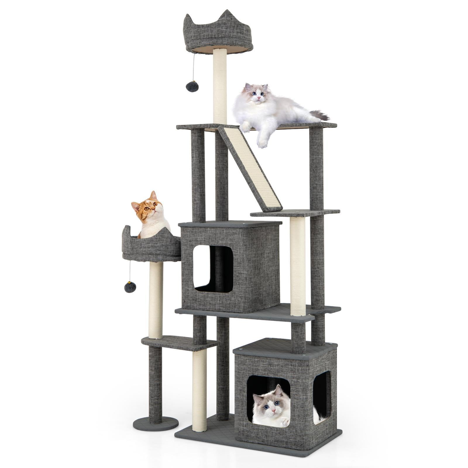 Barara King 71Inch Tall Cat Tower with Scratching Posts, Multi-Level Large Cat Tree, Modern Cat Tower Tree for Indoor Cats, Gray