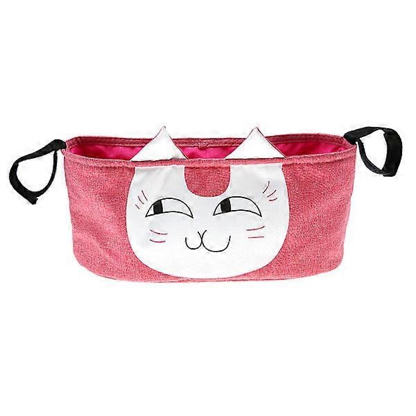 Large stroller bag, pink cat hanging diaper bag