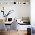 thumbnail image 4 of Set of 2 Stackable Dining Chairs, Blue Plastic Curved Back, Padded Faux Leather Seat, Chrome Metal Legs, Armless Side Chairs for Kitchen, Dining Room, Patio, Restaurant, Indoor/Outdoor Use, Grey, 4 of 18