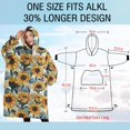 thumbnail image 4 of Oversized Wearable Blanket Hoodie,White Blue Sunflower Pattern Sherpa Blanket Hoodie with Super Pockets,Super Warm Fuzzy Pullover for Women & Men, 4 of 6