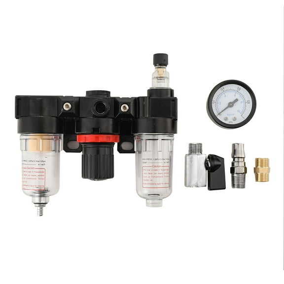 ECUTEE 1/4 Inch NPT Air Filter Pressure Regulator Water/Oil Trap Separator Combo, Air Tool Compressor Filter with Gauge