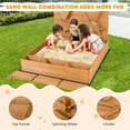 thumbnail image 5 of Costway Wooden Sandbox w/ Sand Wall & Cover & Bottom Liner for Kids Outdoor, 5 of 11
