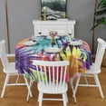 thumbnail image 2 of Colorful Tropical Leaf Pattern Round Tablecloth 60"x60",Wrinkle Wipeable Table Cloth for Kitchen Dining Room Picnic Patio Party, 2 of 6