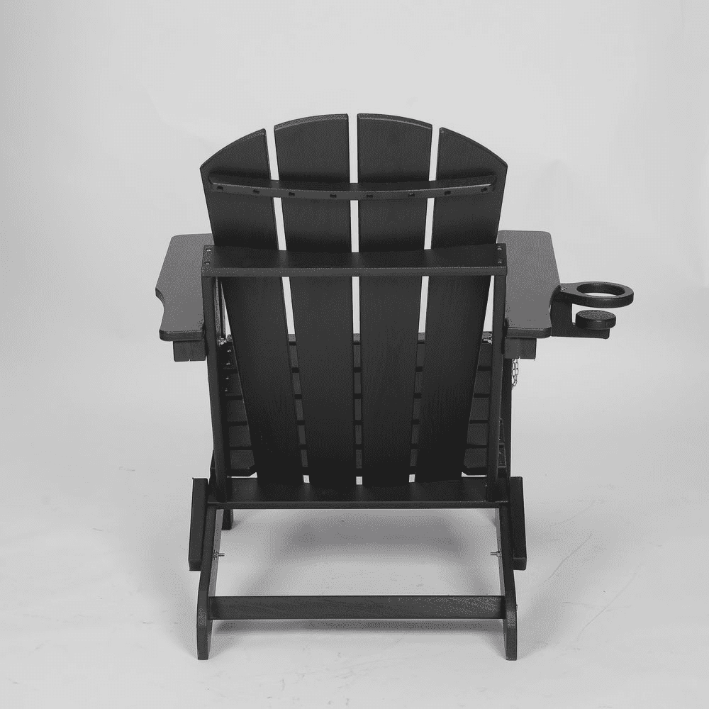 WGYPRIME Folding Adirondack Chair with Dual Cup Holder, Composite  All-Weather Adirondack Chair, Adjustable Adirondack Chair with Wood Texture