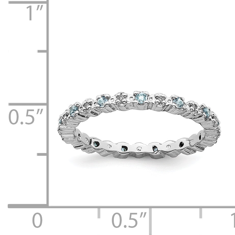 Sterling Silver Aquamarine & Diamond Ring