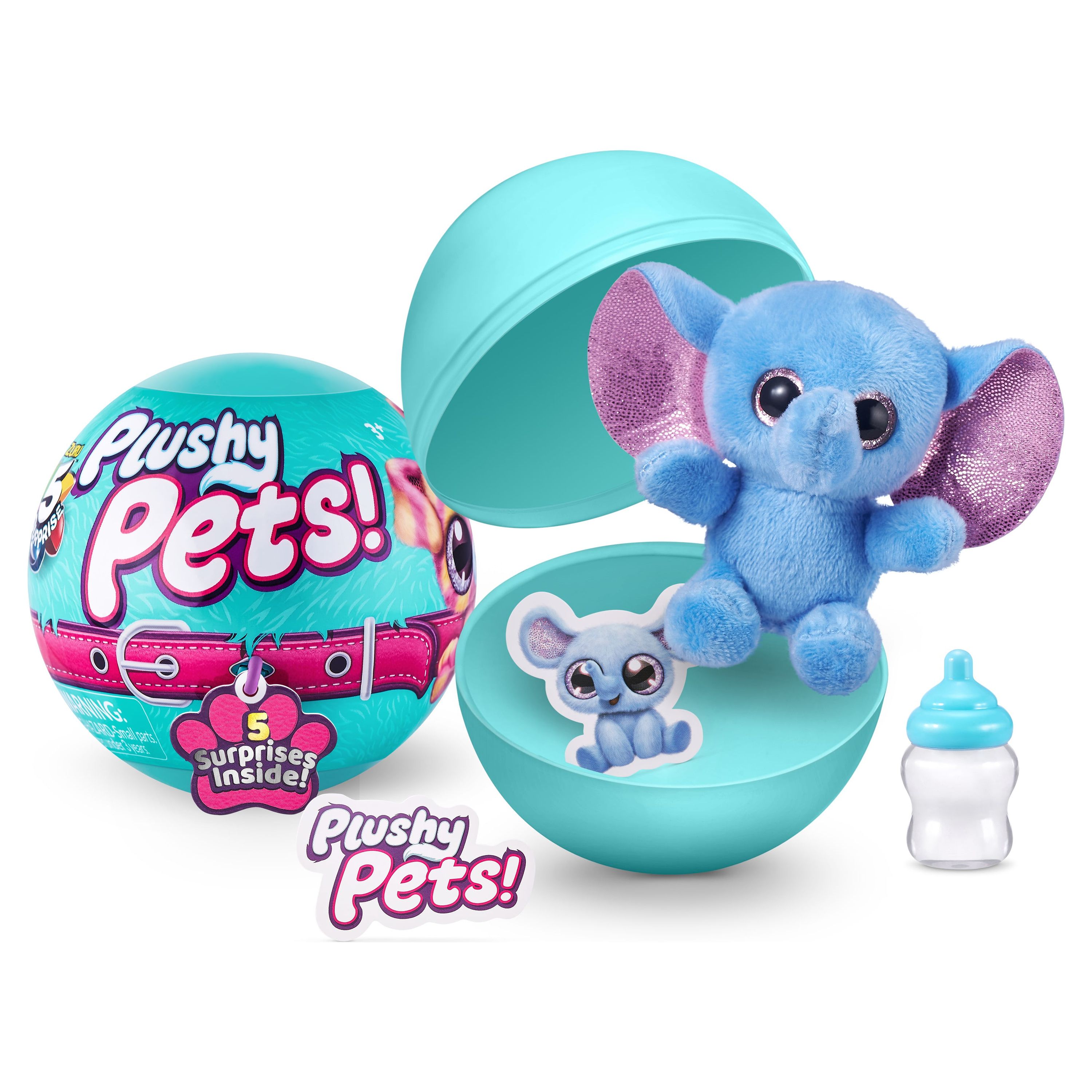 (2 pack) 5 Surprise Plushy Pets Mystery Collectible Capsule Plush Toys 3-Pack