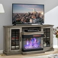 thumbnail image 3 of VANACC 59" Fireplace TV Stand with 3-Sided Glass Electric Fireplace for TVs up to 65", Wash Gray, 3 of 9