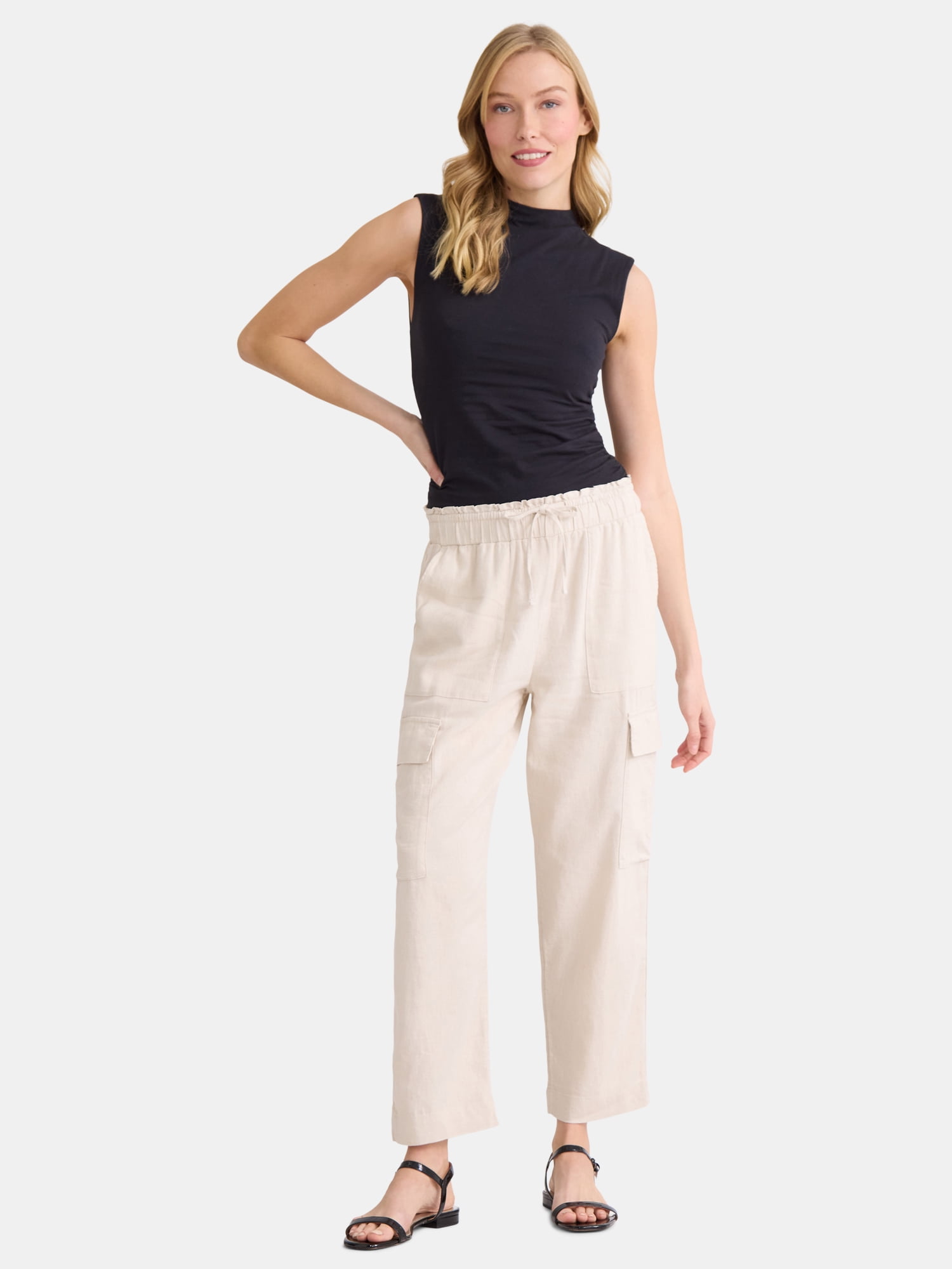 Time and Tru Linen Straight Pant, 27" Inseam, sizes XS-XXXL