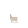 thumbnail image 4 of Lisonu Luna Modern Accent Chair, Contemporary Armchair with Solid Wood Frame, Ivory Textured Fabric & Leatherette Detail for Living Room, 4 of 6