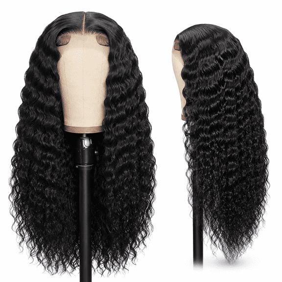 Transparent Lace Front Wigs Human Hair Density Curly Lace Front Wigs Water Wave Wigs for Women Wet and Wavy Human Hair Wig(22 Inch)