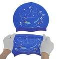 thumbnail image 5 of Unique Bargains 1 Pc Silicone Waterproof Cartoon Shark Swim Cap Dark Blue, 5 of 6