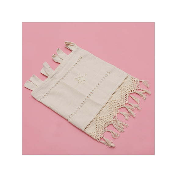 1PC Kitchen Curtains Embroidery Kitchen Curtain Shading Half-curtain Single Cotton Linen Short Curtain Hollow-out Short Curtain for Home Bookstore