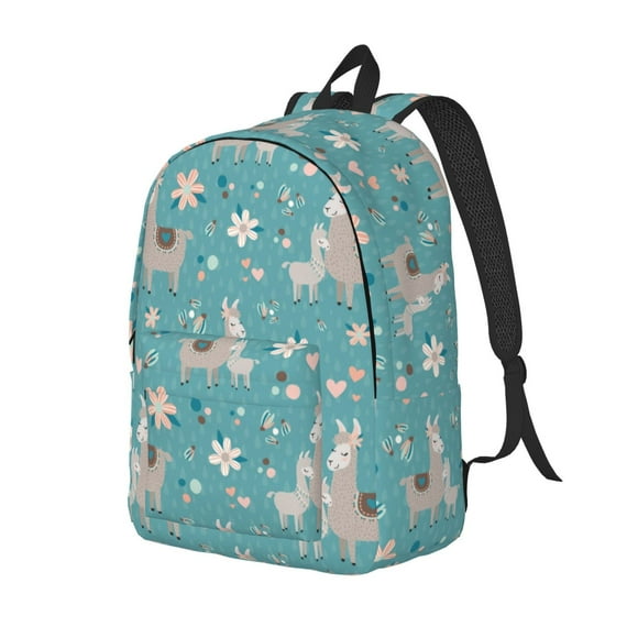 Balery Teal Mama Llama Mochila Clásica Impresa Básica para Viaje, Mochila Escolar Resistente al Agua, Mochila de Lona con Correas Ajustables-Medium
