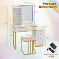 thumbnail image 3 of Costway Vanity Table Set with RGB LED Lights Crystal Crush Diamond Mirror Drawers White, 3 of 10