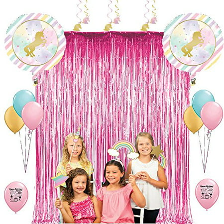 Magical Unicorn Birthday Party Photo Booth Props Balloons Decoration Kit