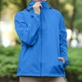 thumbnail image 2 of Arlun Oversized Zip up Rain Jackets for Women Lightweight Waterproof Windbreaker Hooded Raincoat 2025 Fashion Solid Color Packable Rain Outwear with Pockets Blue XS, 2 of 8