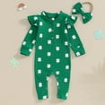 thumbnail image 5 of Okbabeha St Patricks Day Outfit Newborn Baby Boy Girl Shamrock Waffle Romper Lucky Clover Onesie Jumpsuit One Piece Clothes, 5 of 7