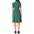 thumbnail image 3 of INSPIRE CHIC Vestido Midi Vintage para Mujeres 2024 Vestidos de Trabajo con Cuello Peter Pan XS Verde Oscuro, 3 of 5