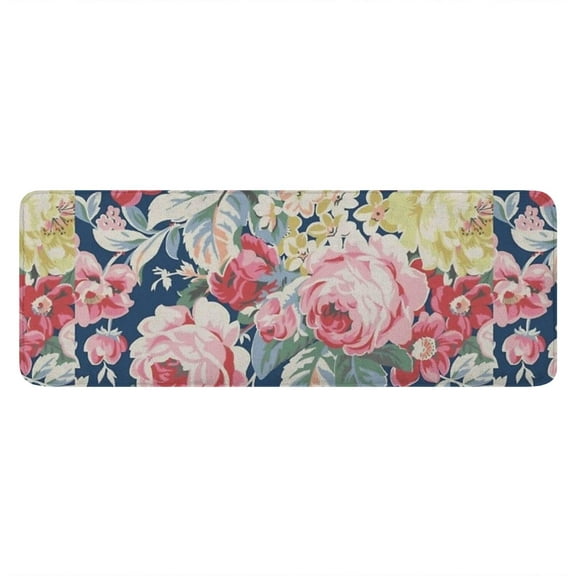 Pioneer Flower Floral Print Pattern Kitchen Rug Mat,Kitchen Runner Rugs Non Skid Washable,Decorative Kitchen Floor Mats for Kitchen,Sink,Laundry,17"x47.2"