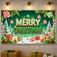 thumbnail image 4 of Festive Merry Christmas Banner Red Green Color Christmas Banner Candy Cane Gift Box Xmas Banner for Christmas Party Holiday Decoration Indoor Celebration, 4 of 9