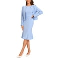 thumbnail image 1 of INSPIRAR CHIC Conjunto de Vestido de 2 Piezas para Mujeres: Vestido Sin Mangas de Negocios y Blazer Corto M Azul Claro, 1 of 6