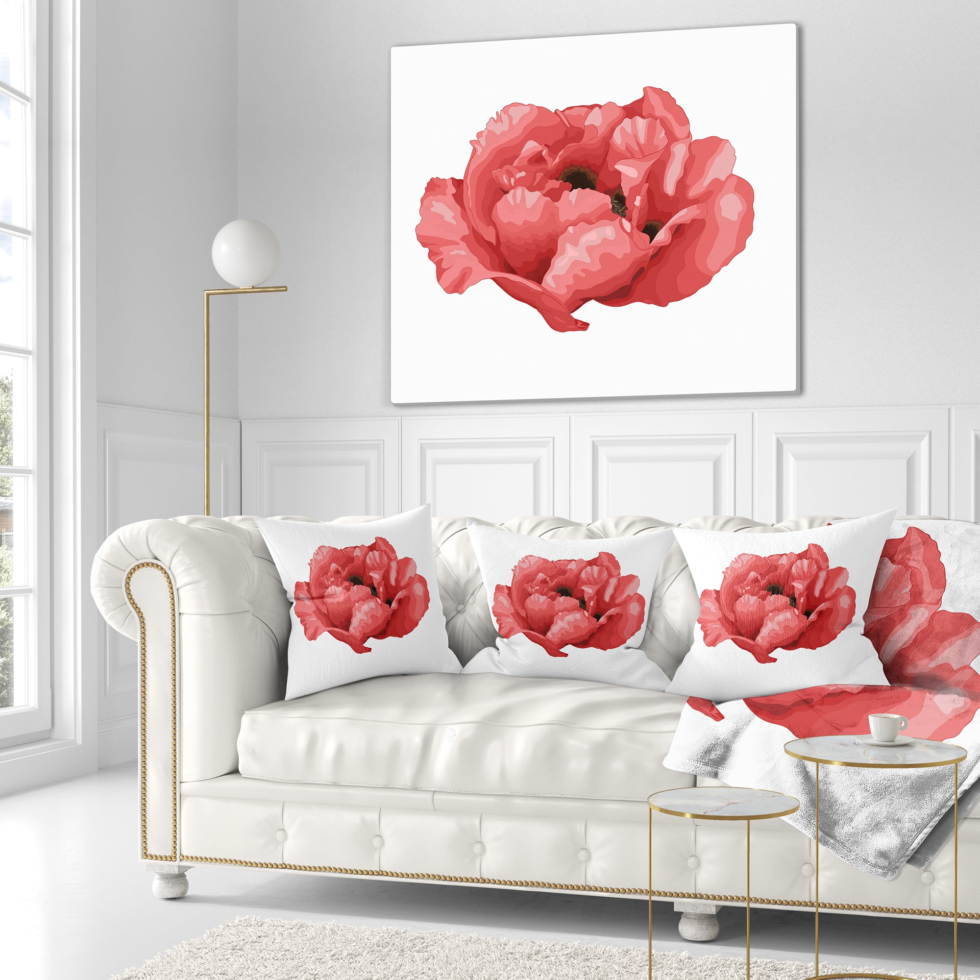 Designart Beautiful Plant Paeonia Arborea - Floral Throw Pillow - 16x16