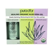 Pura D'Or Healing Organic Aloe Vera Gel Infused Set Of 3 (16 FL OZ Each)