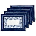 thumbnail image 1 of Vargottam Placemats- Placemat For Dining Table, Set Of 4- Printed & Reversible CottonNapkin-IndoorPlacematsFor Home & Kitchen Dining Table- Monochrome Watercolor Floral (Medium Blue), 1 of 5