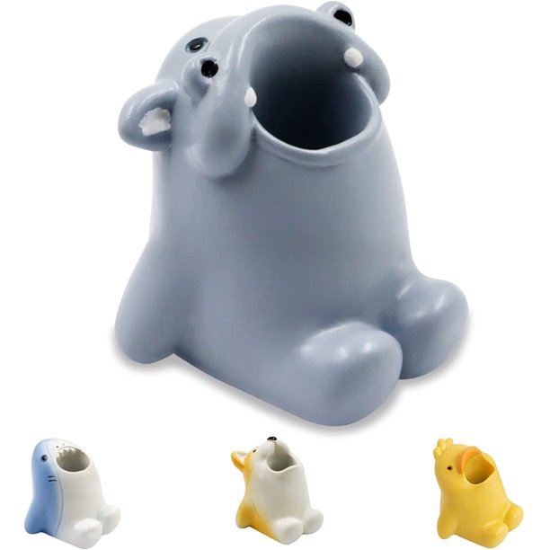 Lindo soporte para cepillo de dientes de dibujos animados para niños, divertido soporte para lápices de resina, mini soporte para cepillo de dientes de un solo animal, organizador de baño creativo par