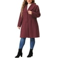 thumbnail image 2 of Plus Size Coat for Women Notched Shawl Collar Outerwear Single Breasted Coat 1X Burgundy, 2 of 6