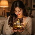 thumbnail image 6 of 7.5 Inch LED Light Up Double Chimney Harvest Fruit Resin House, Rustic Barrel Berry Cottage Figurine for Fall Thanksgiving Table Home Decor, 6 of 8