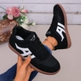 thumbnail image 4 of Sneakers for Women Lace up Classic Retro Trainers Tennis Shoes Trendy Splice Suede Flat Walking Shoes Casual Nonslip Footwear Black Size 6.5, 4 of 6