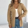 thumbnail image 5 of Womens Cardigans Long Sleeved Casual Oversize Solid Color Blouse Sweater Cardigan Khaki XL, 5 of 5
