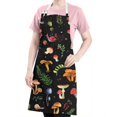 thumbnail image 5 of Colorful Mushroom Forest Black Pattern Apron-Garden Aprons for Women with Pockets-Cotton Linen Waterproof Kitchen Cooking Gardening Aprons Adjustable for Kitchen,Cooking,BBQ and Salon 33x27 Inch, 5 of 7