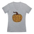 thumbnail image 1 of Tstars Womens Leopard Halloween Pumpkin Gifts for Her Graphic V Neck Fitted T Shirt, 1 of 3