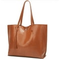 thumbnail image 6 of GoXteam Women's Soft Leather Tote Shoulder Bag, Big Capacity Tassel Handbag Fashion Ladies Purses Satchel Messenger Bag for Woman Work, Brown, 6 of 6