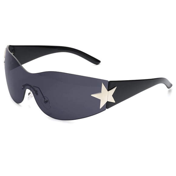 Gafas de Sol LIKSMU Sin Montura Estilo Y2K con Lentes Negras