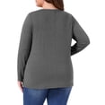 thumbnail image 4 of DARING DIVA Women's Plus V Neck Button Fall Pullover Shirt Loose Blouse 2X Grey, 4 of 6