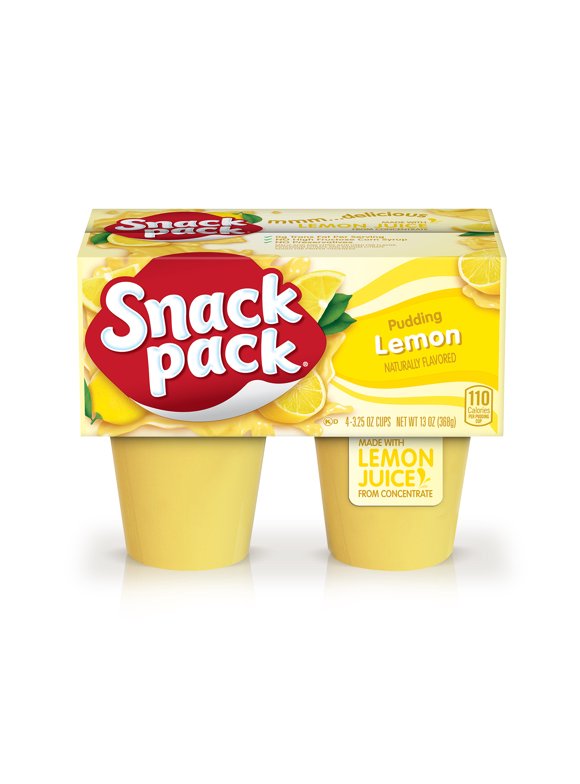 Snack Pack Lemon Flavored Pudding, 4 Count Pudding Cups