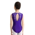 thumbnail image 7 of renvena Kids Girls Classic Ballet Dance Leotard Gymnastic Active Sleeveless Floral Lace Splice Keyhole Back Bodysuit, 7 of 7