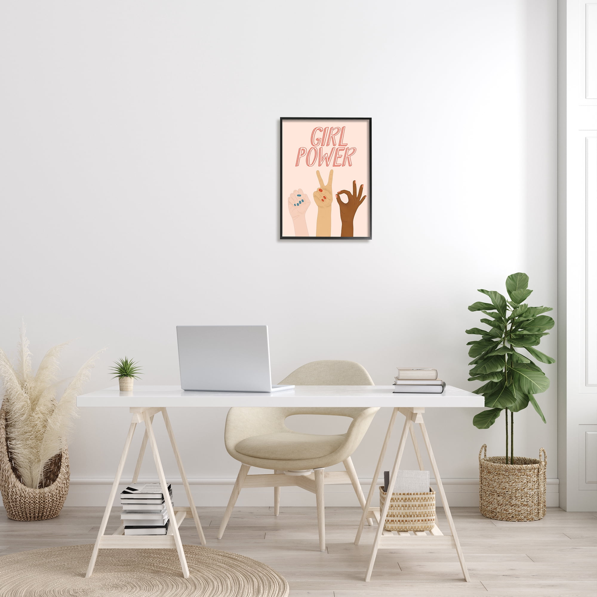 Stupell Industries Girl Power Pop Phrase Various Hand Signs, 16 x 20, Designed by JJ Design House LLC