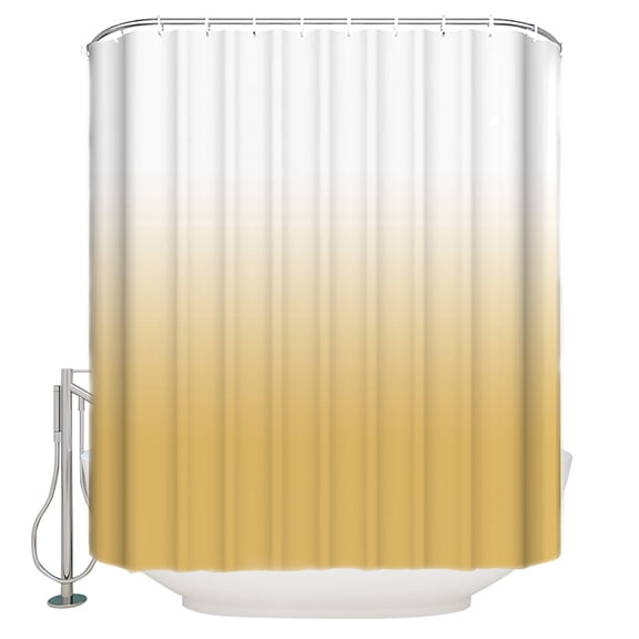 Yellow and Shower Curtain, 60" x 72", White Gradient Waterproof Bathroom Curtain Washable Shower Curtain Set with 12 Hooks