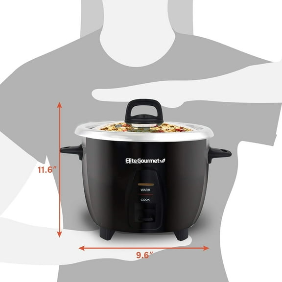 ERC2010B Electric Rice Cooker with Stainless Steel Inner Pot - 10 Cups Cooked, Black