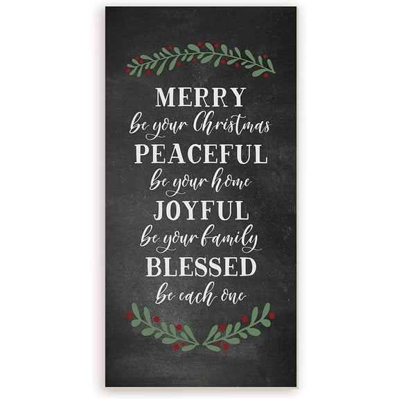 Merry Be Your Christmas Peaceful Be Your Home Rustic Wood Wall Sign 9x18 (Unframed)