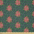 thumbnail image 2 of Ambesonne Winter Fabric by the Yard Microfiber, Christmas Abstract Flowers, 5 Yards, Dark Salmon and Teal, 2 of 2